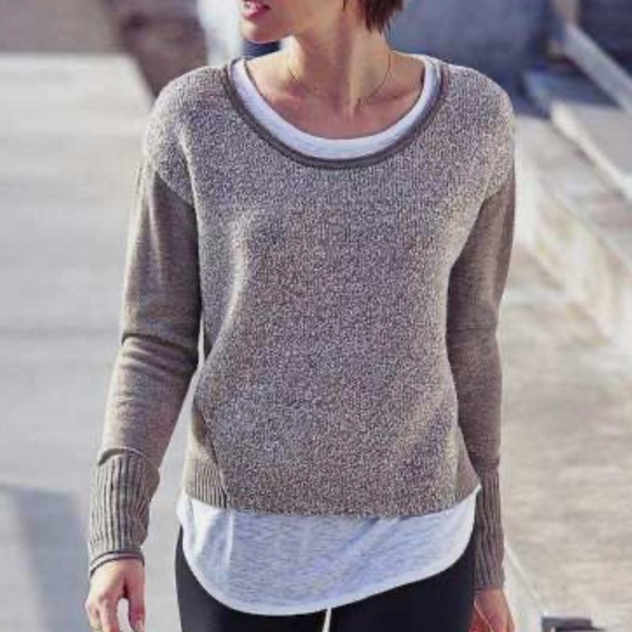 Athleta wool tan/grey sweater - Picture 3 of 9